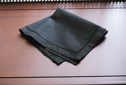 Hemstitch Handkerchief with Black Colored